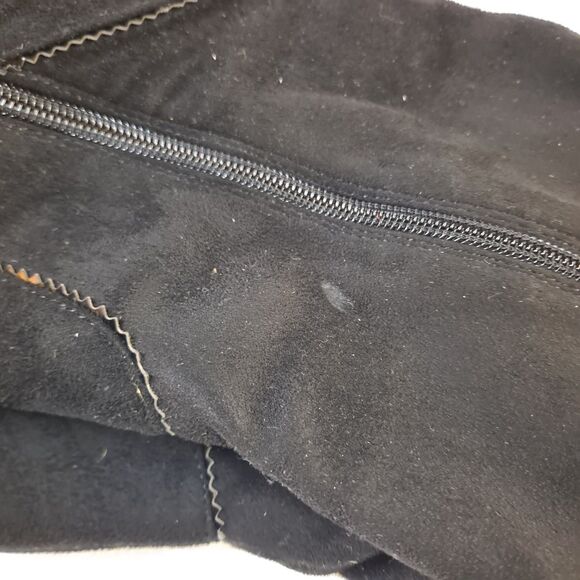 Rose Wand OTK Embroidered Boots Women's 12M Fabric Upper Black Renaissance Boho - Picture 12 of 13